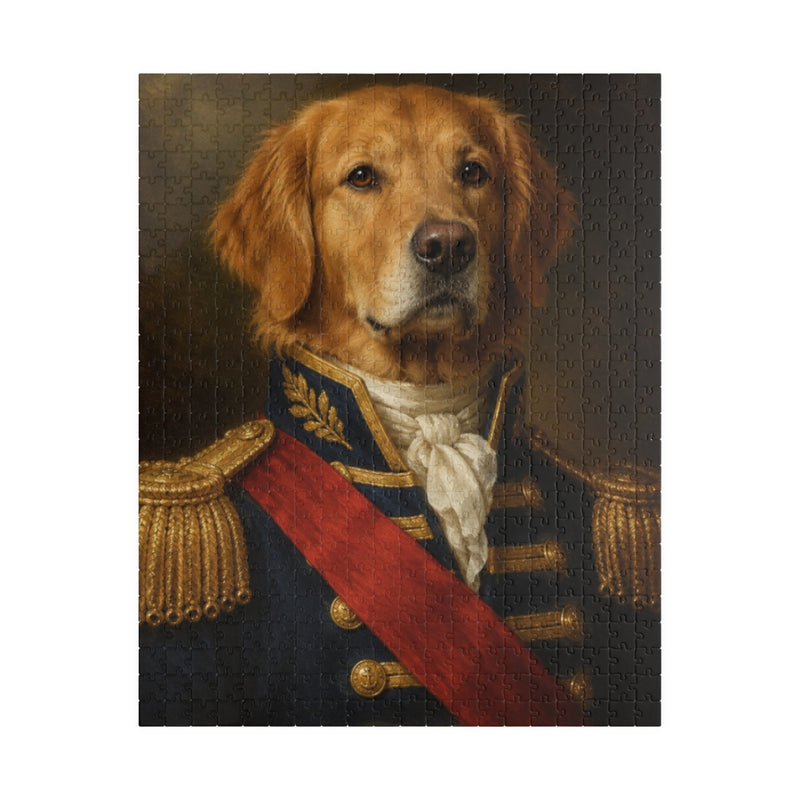 A dog in the Admiral portrait style as a 520-piece vertical jigsaw puzzle