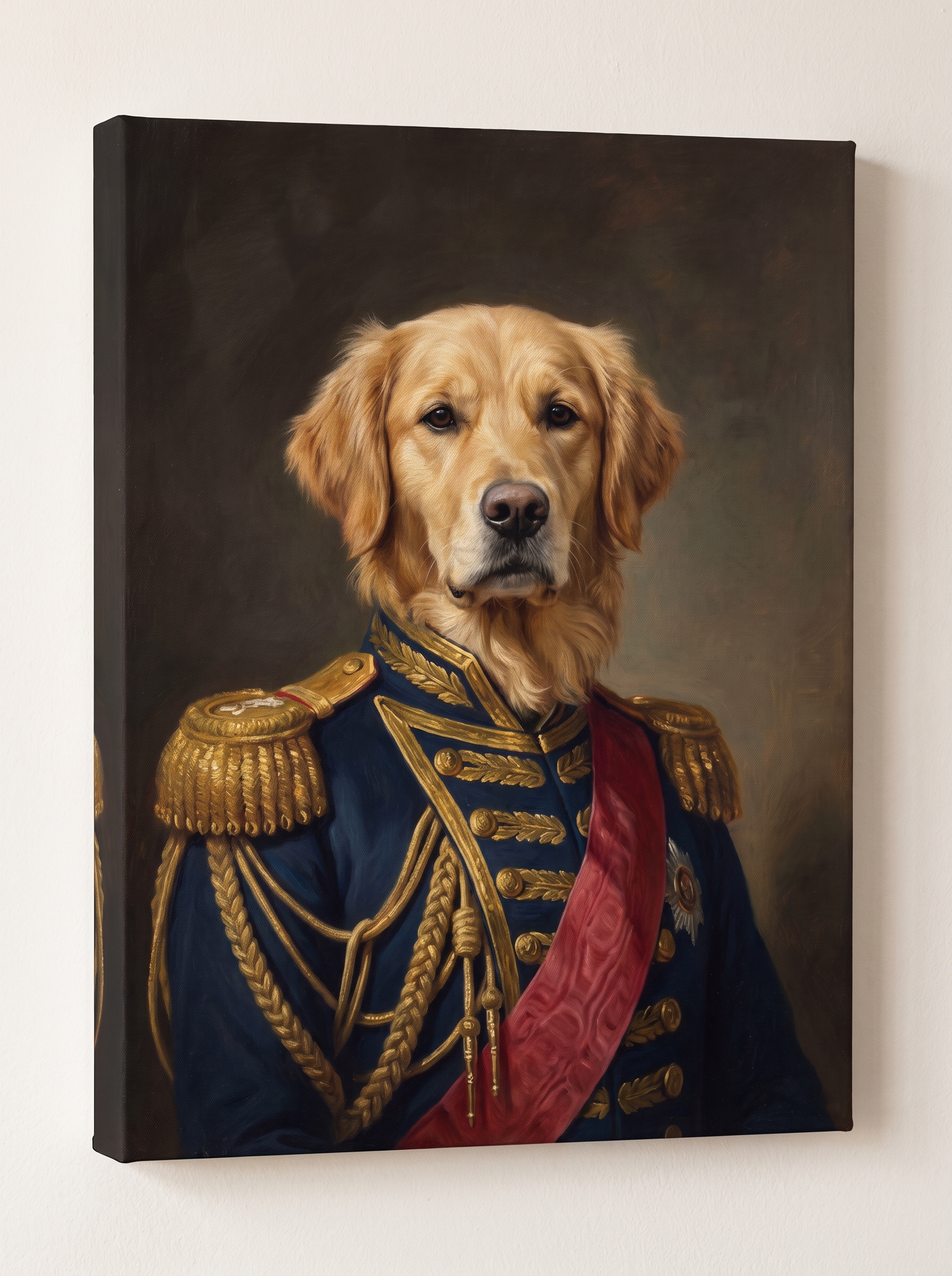 The Admiral portrait printed on a gallery-wrapped canvas, hanging on a wall