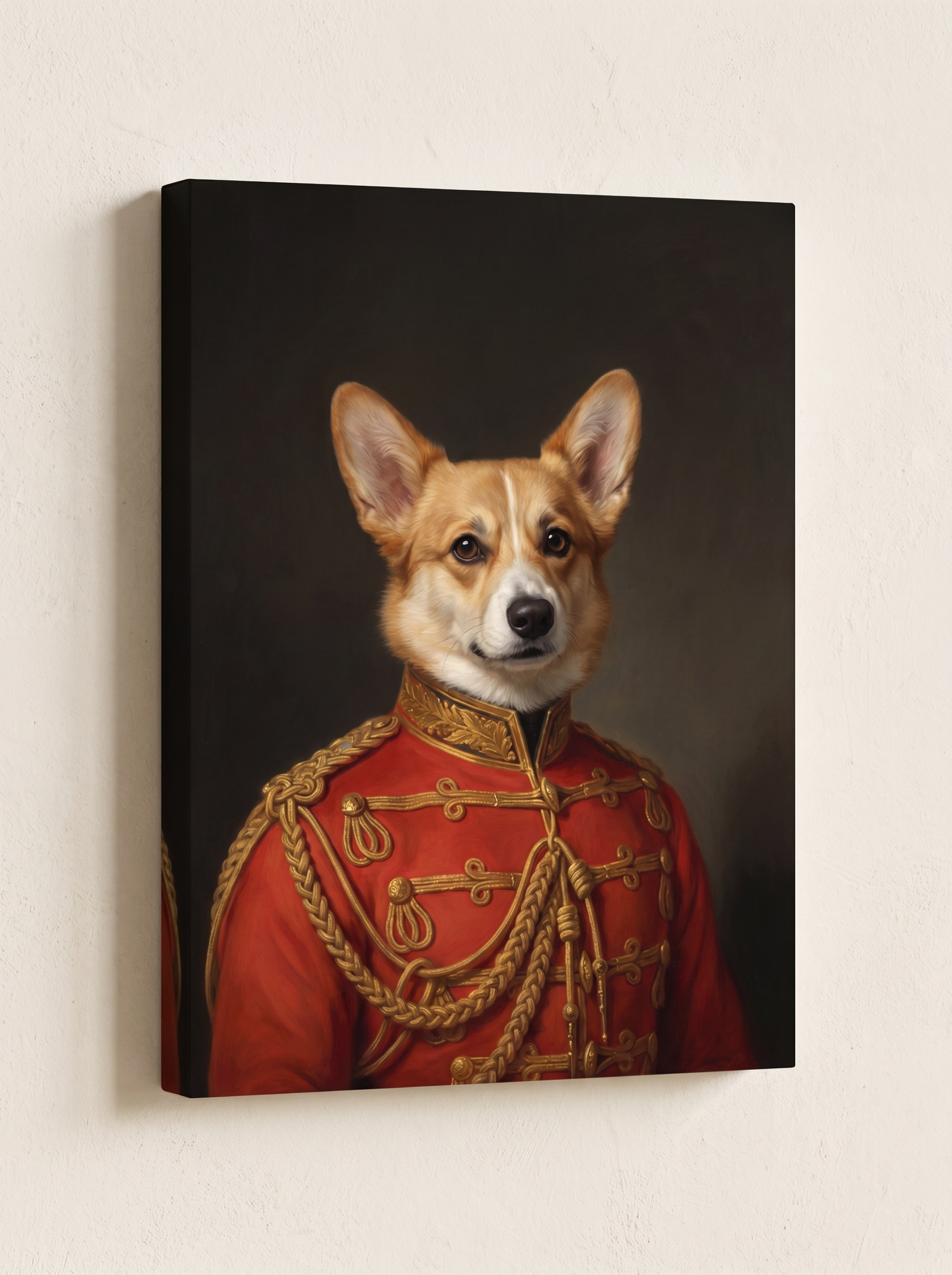 The Captain portrait printed on a gallery-wrapped canvas, hanging on a wall