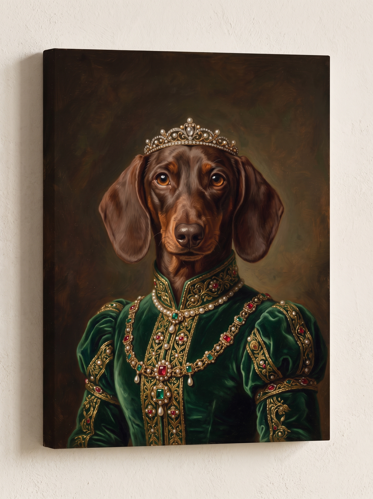 The Countess portrait printed on a gallery-wrapped canvas, hanging on a wall
