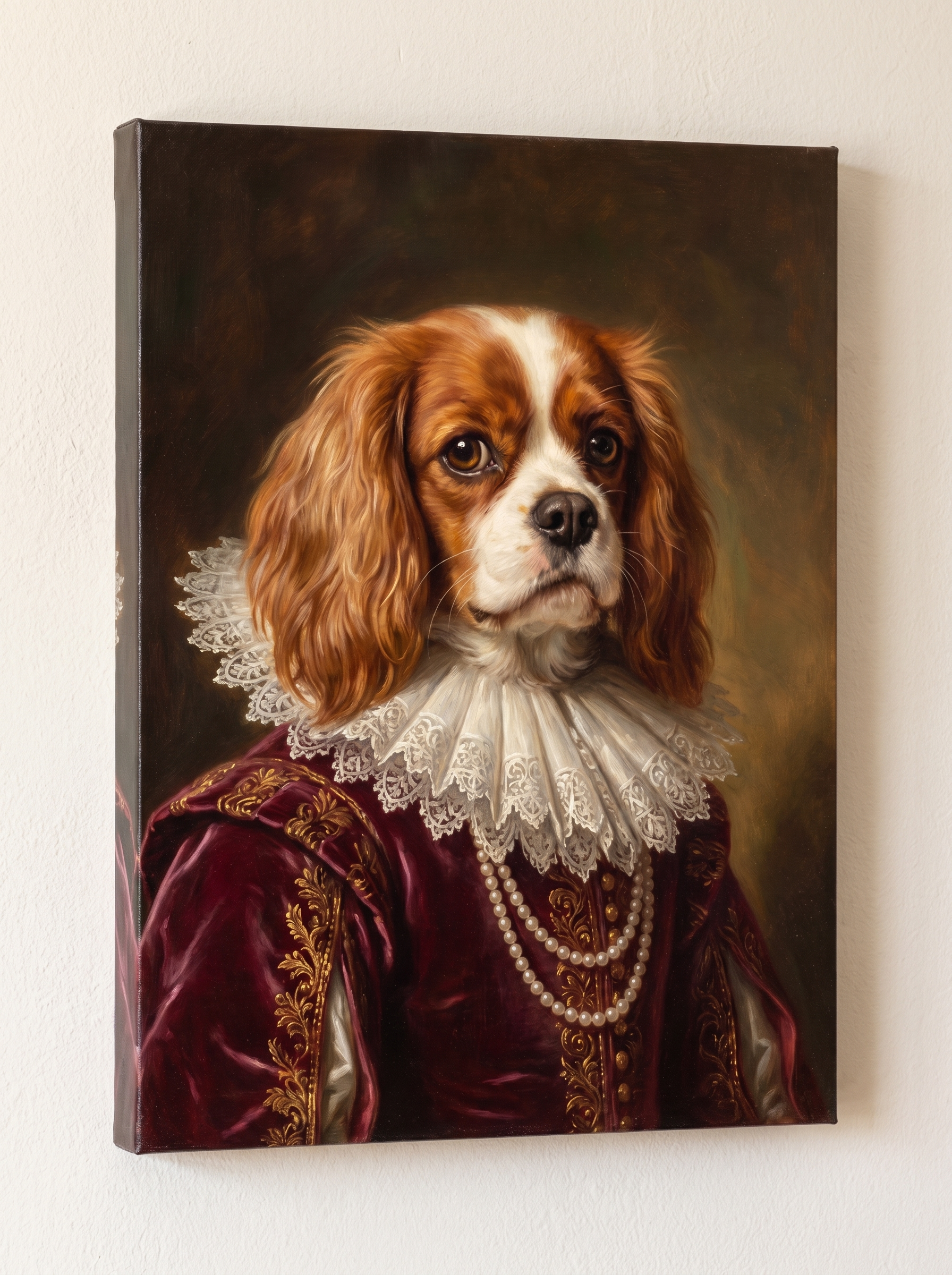 The Duchess portrait printed on a gallery-wrapped canvas, hanging on a wall