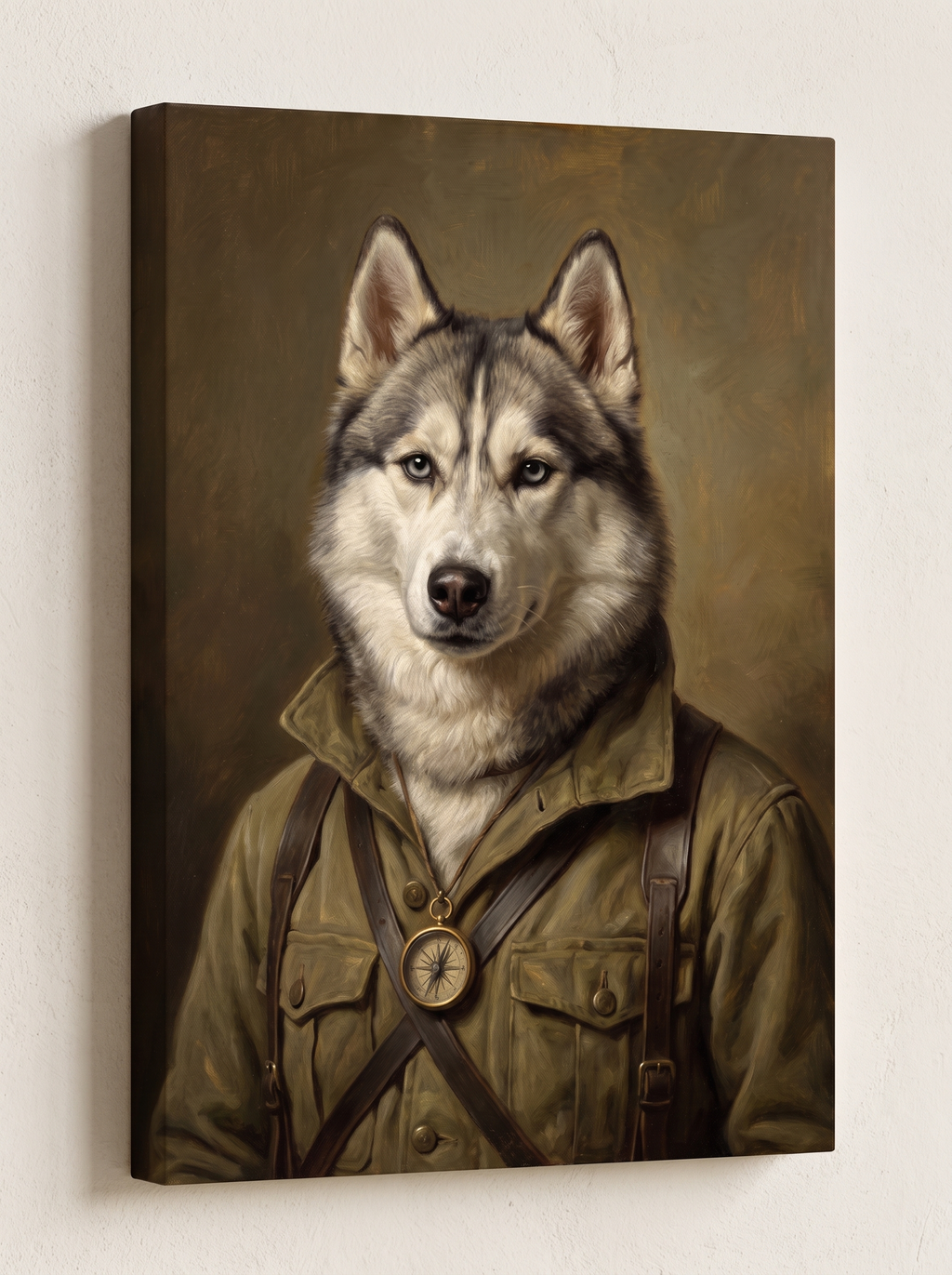 The Explorer portrait printed on a gallery-wrapped canvas, hanging on a wall
