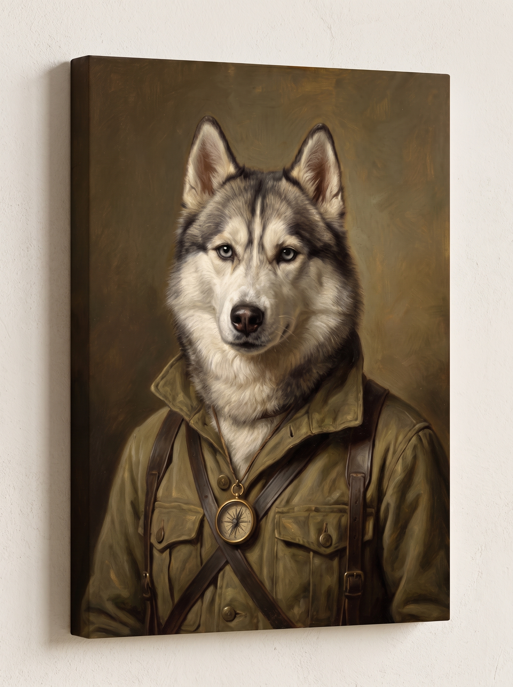 The Explorer portrait printed on a gallery-wrapped canvas, hanging on a wall