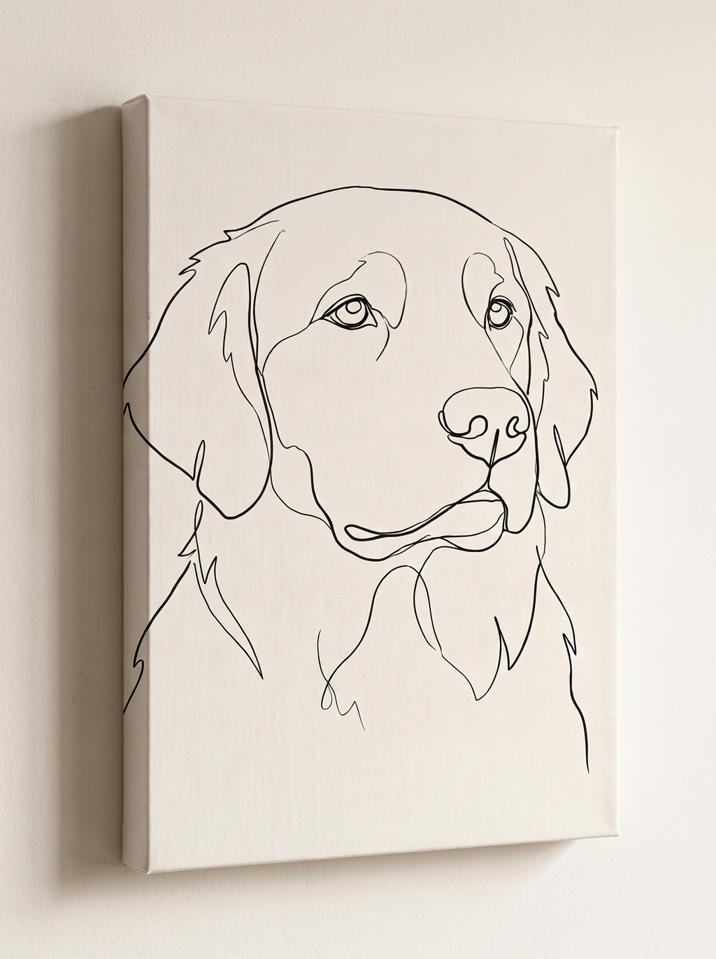 The Studio Line portrait printed on a gallery-wrapped canvas, hanging on a wall