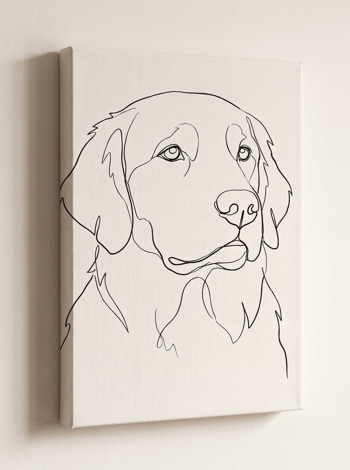 The Studio Line portrait printed on a gallery-wrapped canvas, hanging on a wall