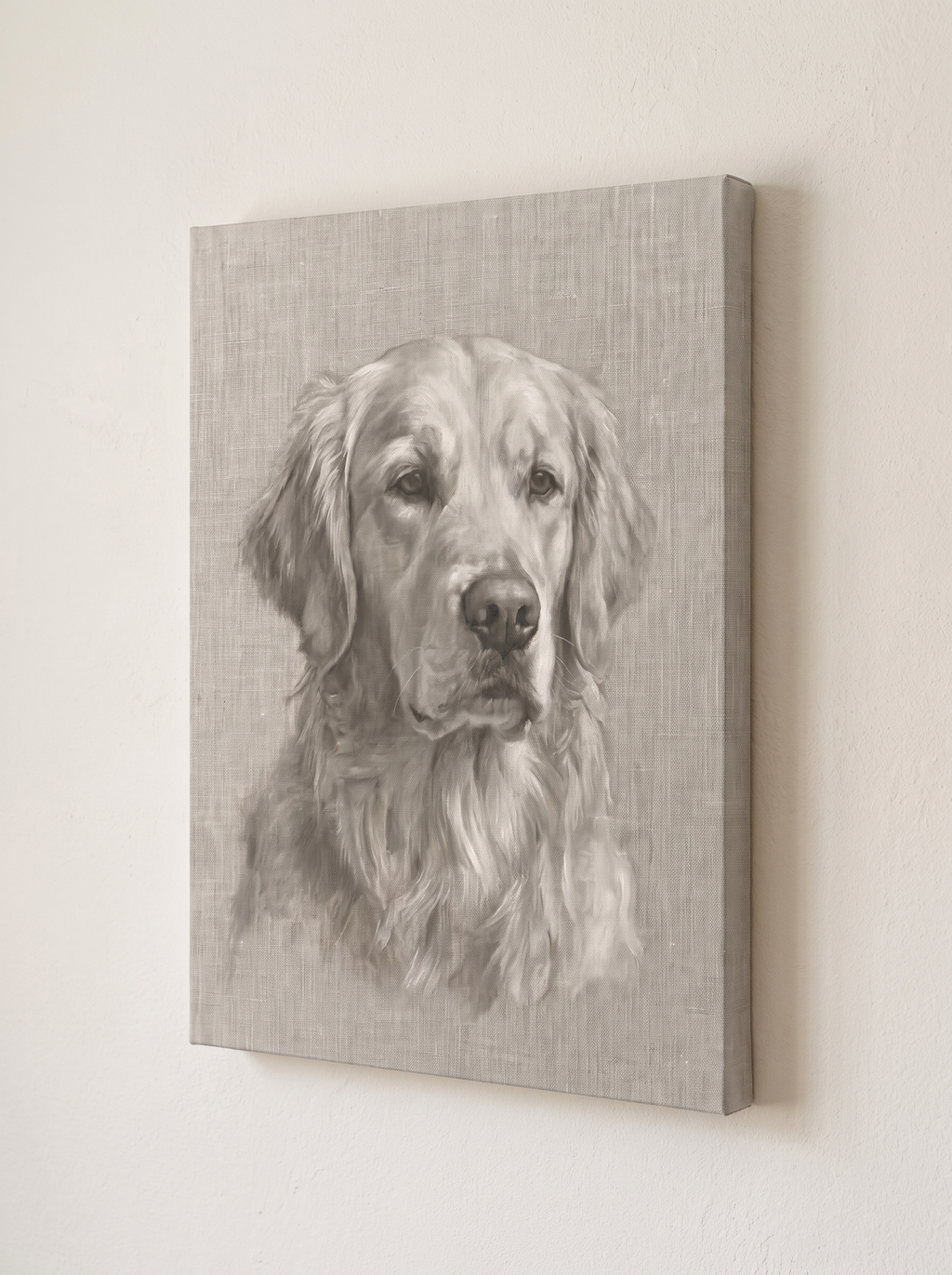 The Forever Linen portrait printed on a gallery-wrapped canvas, hanging on a wall