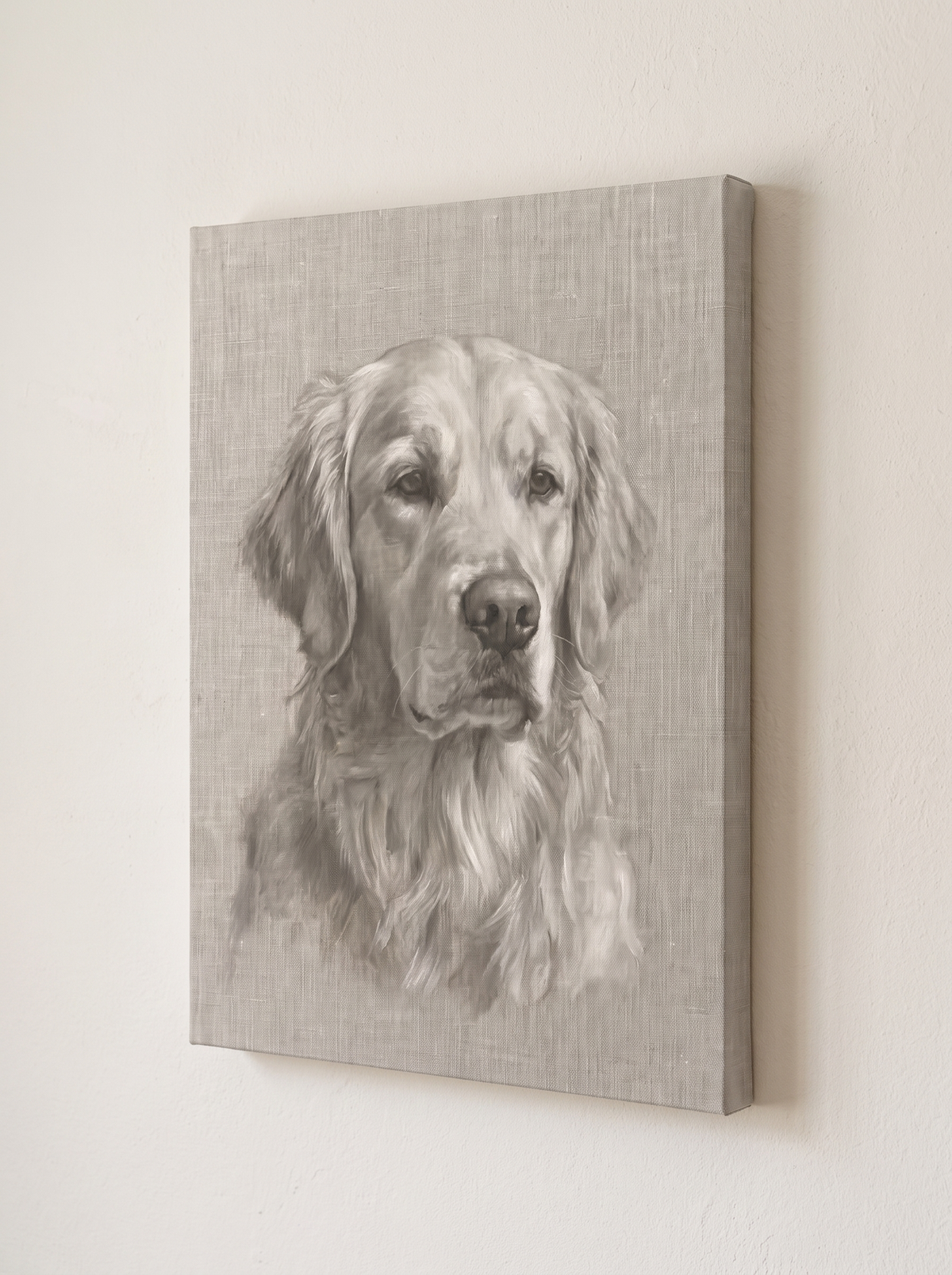 The Forever Linen portrait printed on a gallery-wrapped canvas, hanging on a wall